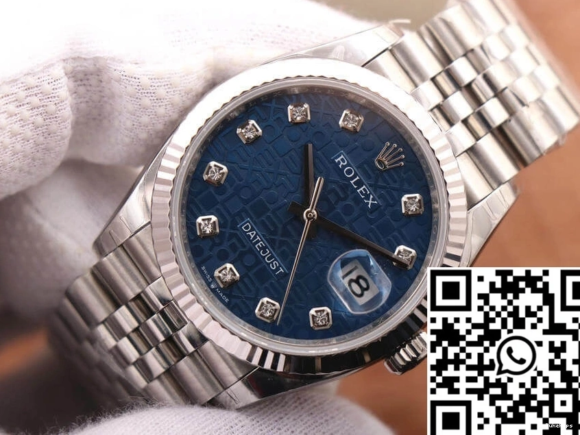 Blue EW Dial Diamond-Studded Rolex M126234-0011 Factory Datejust 36MM 0705